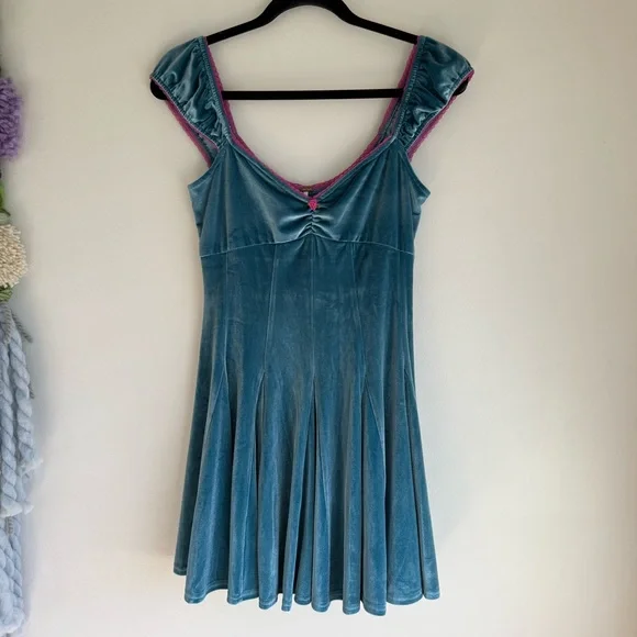 Free People Blue Velvet Rose Marie Mini Dress XS - Picture 5 of 11